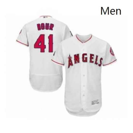 Mens Los Angeles Angels of Anaheim 41 Justin Bour White Home Flex Base Authentic Collection Baseball Jersey